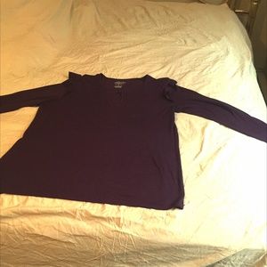 Purple Ruffles Keyhole Neck